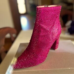 Fuschia/Pink Cady Rhinestone Booties by Betsey Johnson